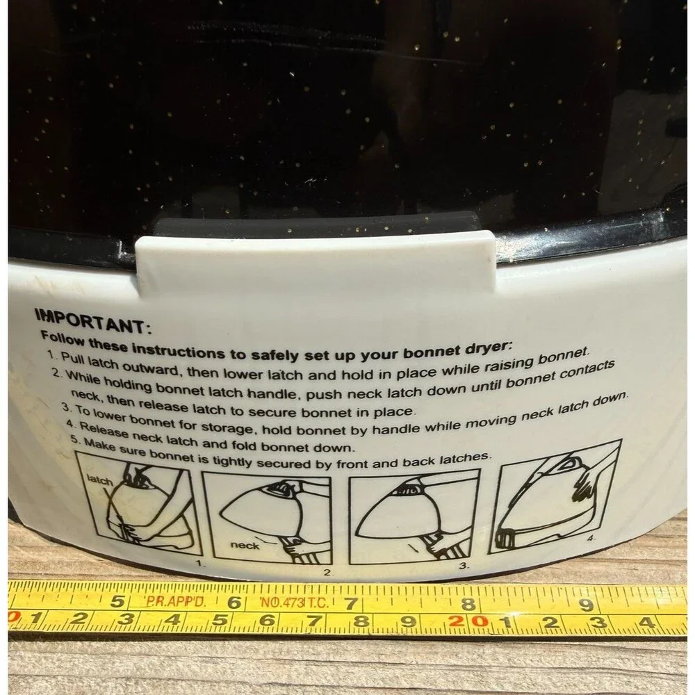 Gold N Hot Elite Ionic Bonnet Hood Hair Dryer 1875 Watts Pro Black White Gold